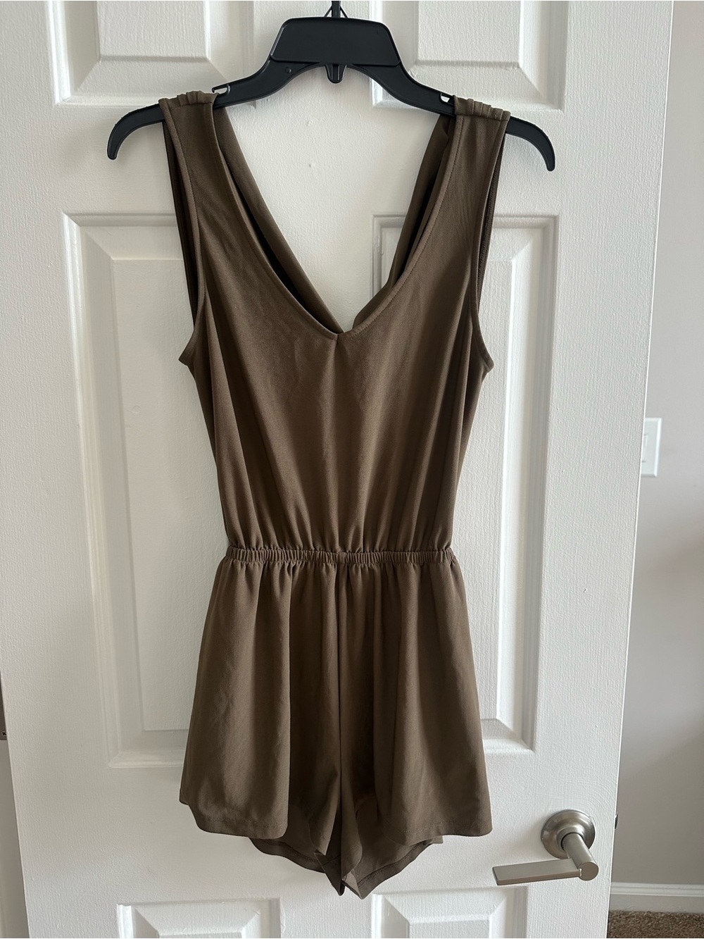 Dark Green V-Neck Sleeveless Cutout Romper